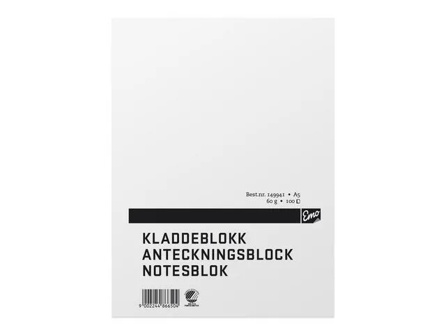 Emo Kladdeblokk EMO A5 60g 100 blad ulinjert