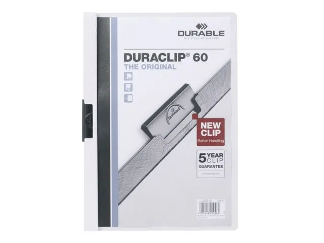 Durable Klemmappe DURACLIP A4 60 ark hvit