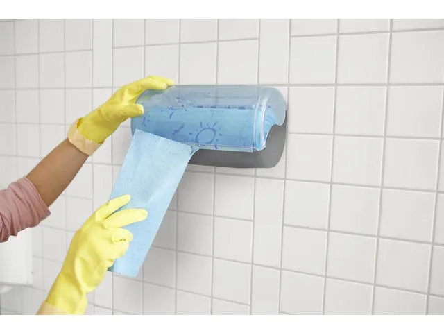Vileda Svampeklut Quick 'n Dry, bomull og cellulose, 250 mm x 10 m, blå