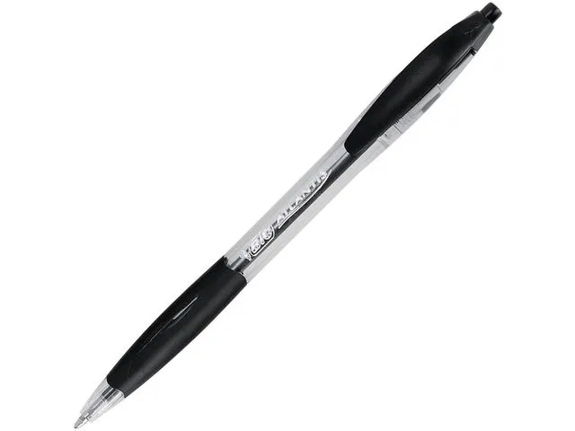BIC® kulepenn Atlantis, inntrekkbar, middels tykk spiss, svart kropp med grep, svart blekk
