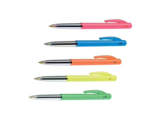 BIC® kulepenn M10 Clic™, inntrekkbar, middels tykk spiss på 1 mm, kropp i assorterte farger, blått blekk