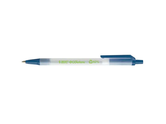 BIC® kulepenn ECOlutions Clic Stic, inntrekkbar, middels tykk spiss, hvit kropp, blått blekk