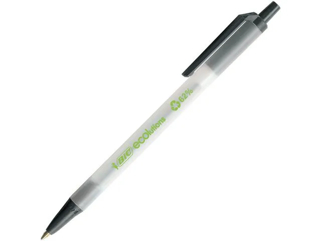 BIC® kulepenn ECOlutions Clic Stic, inntrekkbar, middels tykk spiss, hvit kropp, svart blekk