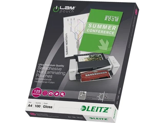 Leitz Lamineringslomme LEITZ A4 selvkleb.(100)