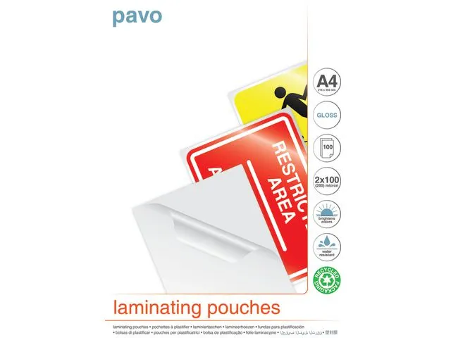 Pavo Lamineringslomme PAVO A4 100my Klar(100)