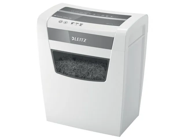 Leitz makuleringsmaskin, Leitz IQ Home Office, P4, krysskuttende, 10 ark, 23-liters beholder, kutter følgende: papir, stifter, binders