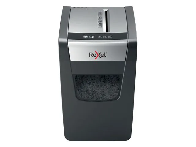 Rexel krysskuttende makuleringsmaskin, Rexel Momentum X410-SL, 10 ark, 30mm skjærebredde, sort
