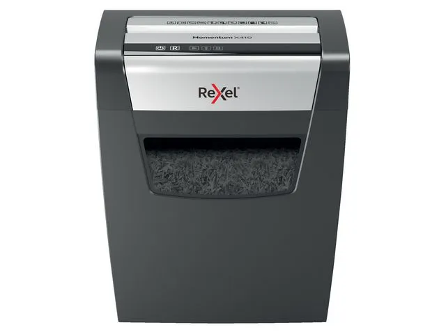 Rexel krysskuttende makuleringsmaskin, Rexel Momentum X410, 10 ark, 23 l, makulerer stifter og binders