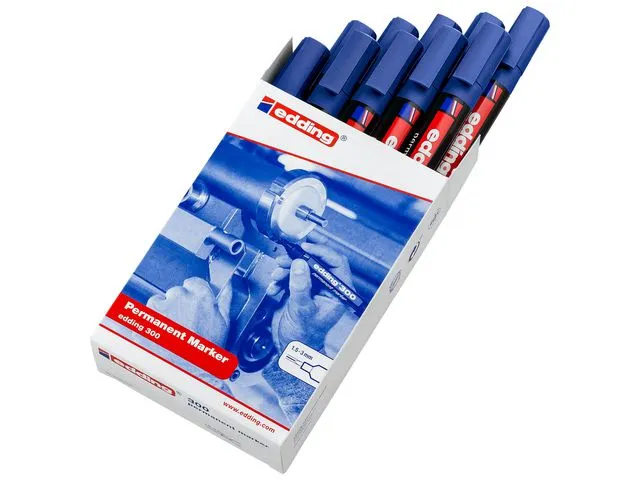 edding 300 permanent merkepenn med kulespiss 1,5–3 mm, blå