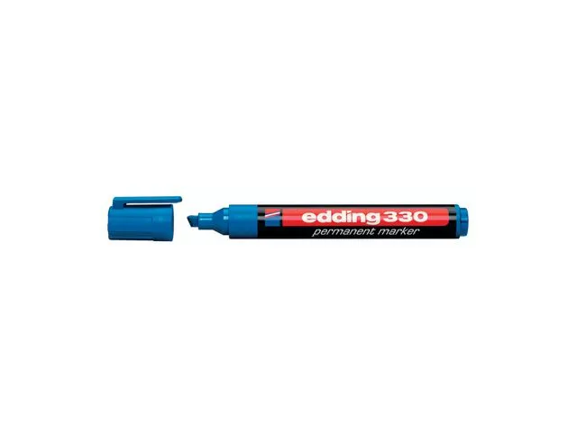 edding 330 permanent merkepenn med skråskåret spiss på 1–5 mm, blå