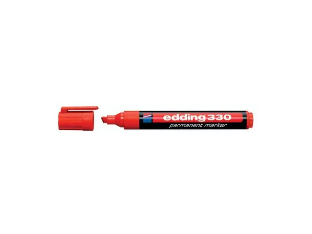 edding 330 permanent merkepenn med skråskåret spiss på 1–5 mm, rød