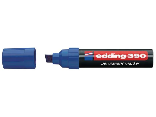 edding 390 permanent merkepenn med skråskåret spiss 4–12 mm strekbredde, blå