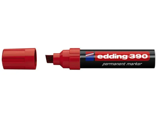 edding 390 permanent merkepenn med skråskåret spiss 4–12 mm strekbredde, rød