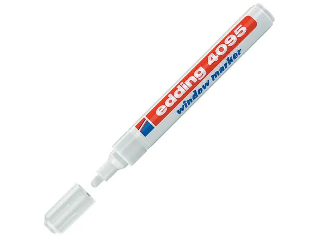 edding 4095 Chalk Marker med kulespiss, 2–3 mm, hvit