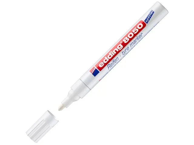 edding 8050 Tyre Marker permanent middels tykk kulespiss 2–3 mm strekbredde, hvit