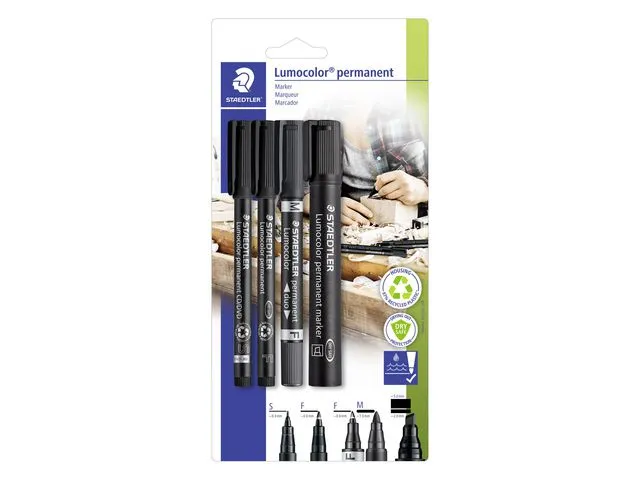 Staedtler Merkepenn LUMOCOLOR ass str. sort (4)