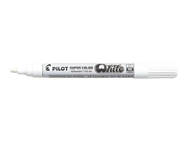 Pilot tegnetusj Super Color, mellomstor kulespiss, 4,5 mm, hvit