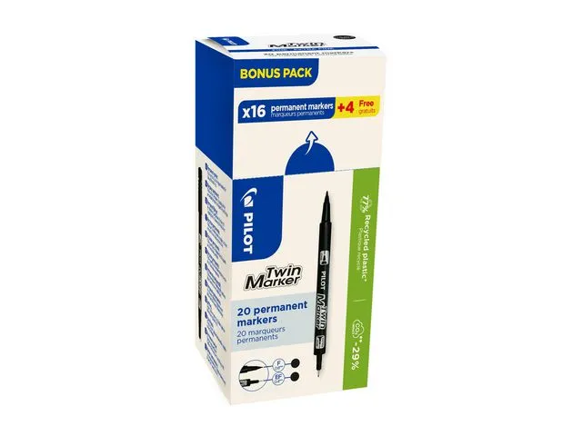Pilot Merkepenn PILOT Twin 0.4-0.8mm sort (20)
