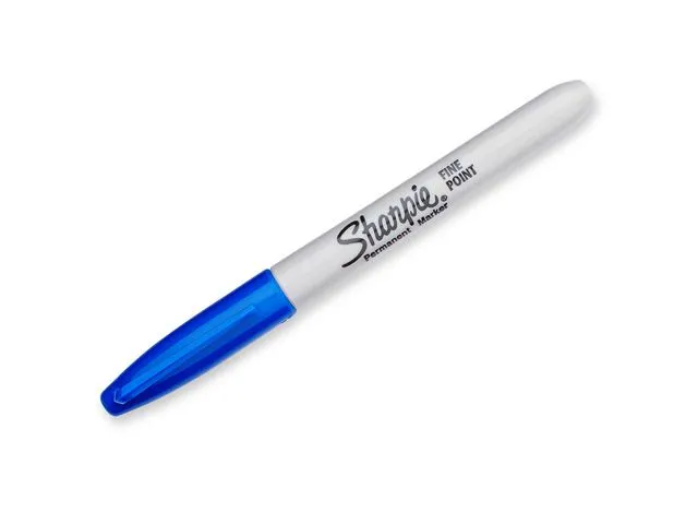 Sharpie permanent merkepenn, tynn spiss, 0,9 mm strekbredde, blå