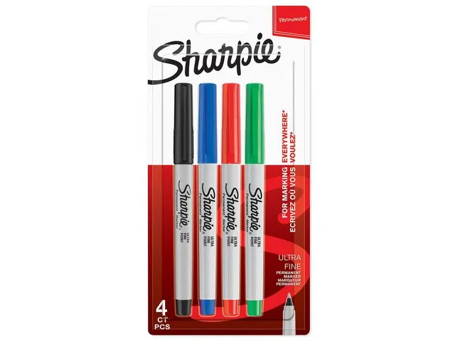 Sharpie Merkepenn SHARPIE sort/rød/blå/gr.  (4)