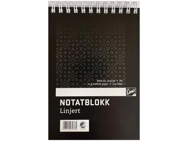 Emo Notatblokk EMO A6 70g 100bl linj spiral