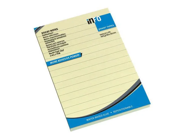 info Notatblokk Power, 100 x 150mm, linjert ,gul