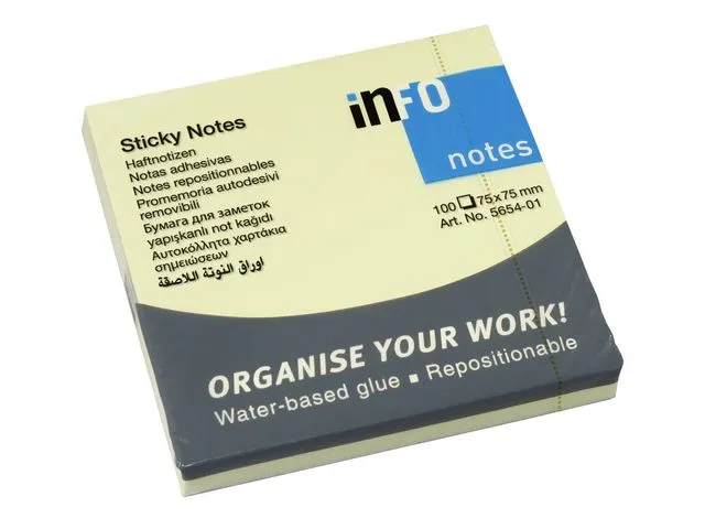 info Notatblokk 75x75mm gul