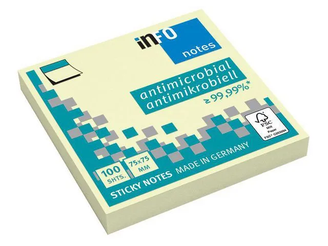 info Notatblokk INFO Hygienic 75x75 gul