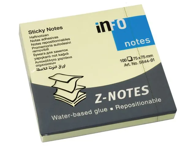 info Notatblokk INFO ZN 75x75mm gul