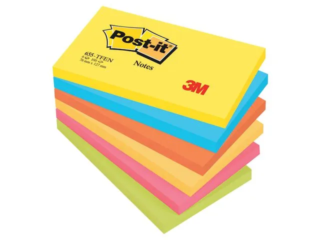 Post-it® Notatblokk POST-IT 76x127 Energetic (6)