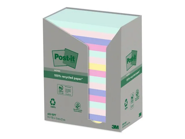 Post-it® Notatblokk POST-IT Resirk 76x127 ass(16)