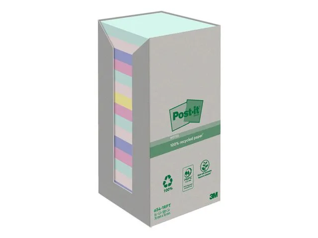Post-it® Notatblokk POST-IT Resirk 76x76 ass (16)