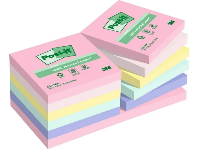 Post-it® Notatblokk POST-IT Resir 76x76mm ass(12)