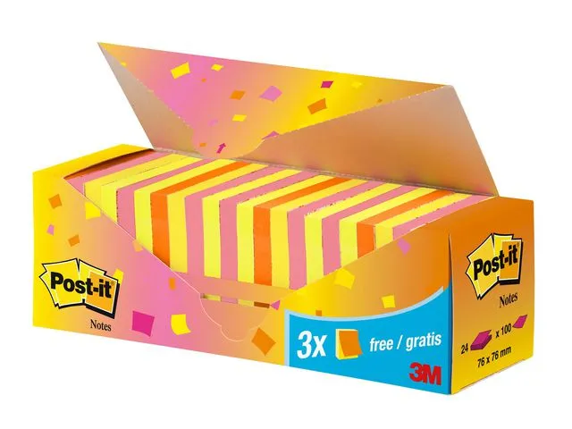Post-it® Notatblokk POST-IT 76x76 neon ass (24)