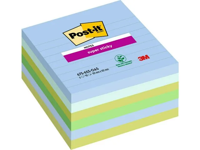Post-it® Notatblokk POST-IT 101X101 linj Oasis(6)