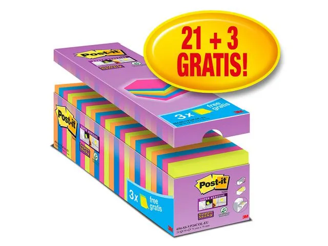 Post-it® Notatblokk POST-IT SS 76x76 ass (24)