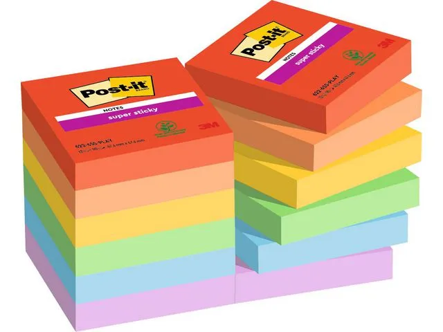 Post-it® Notatblokk POST-IT Resirk 48x48 ass (12)