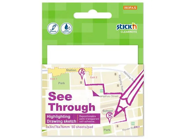 Notatblokk STICKY trans. 76x76 (50), stk