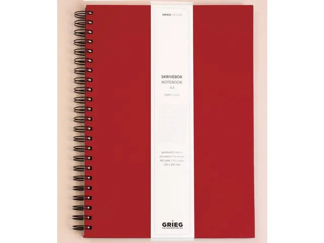 Grieg Spiralbok GRIEG A4 100g 160s linjer rød