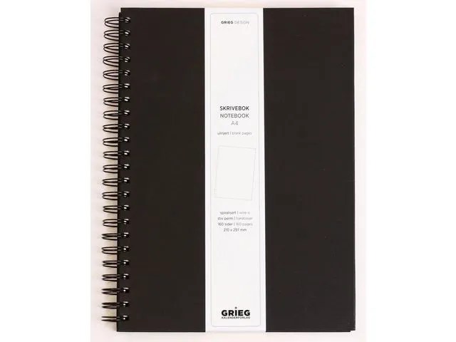 Grieg Spiralbok GRIEG A4 100g 160s ulinj sort