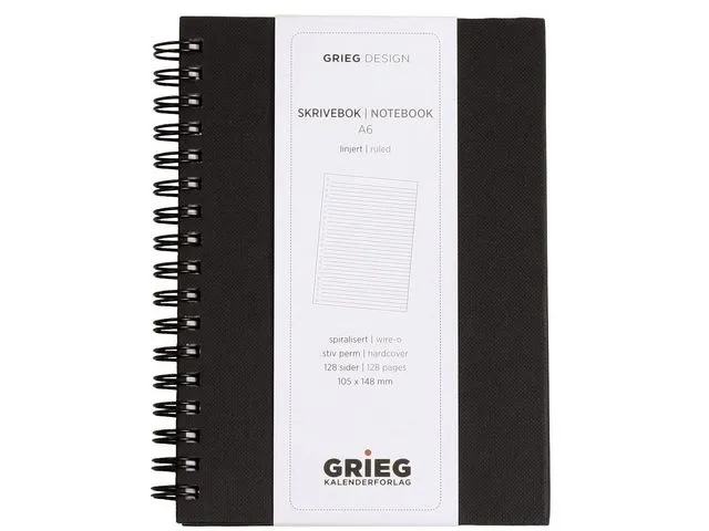 Grieg Spiralbok A6 70g 128s linjer sort