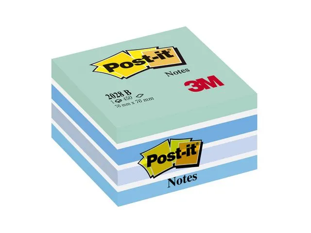 Post-it® Sticky Note-kube, 2028-B, 76 x 76 mm, blå, 450 ark