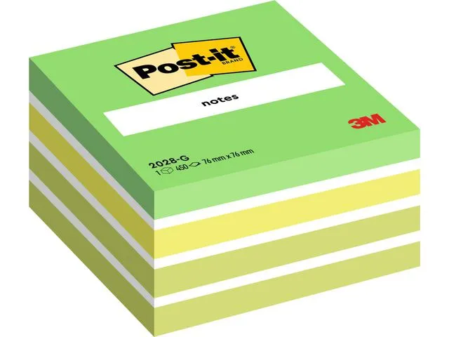 Post-it® Notatkube POST-IT 76x76 ass grønn/hvit