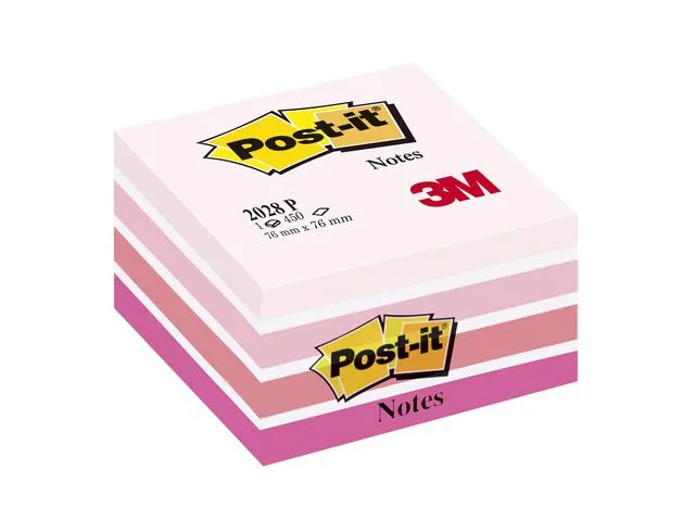 Post-it® Notatkube POST-IT 76x76 ass rosa/hvit