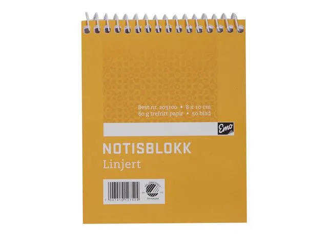 Emo Notisblokk EMO 8x10cm 60g 50bl linj spir