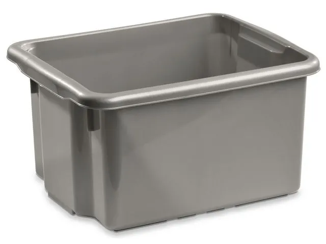 oppbevaringsboks, 15 l, polypropylen, sølv