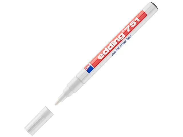 edding 751-paint marker, permanent merkepenn med kulespiss, 1–2 mm, hvit