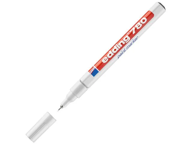 edding 780 tegnetusj med kulespiss, 0,8 mm, hvit
