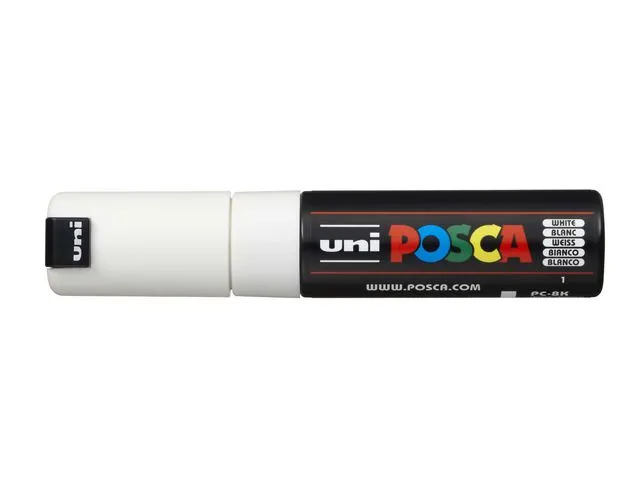 POSCA merkepenn POSCA PC-8K, ikke permanent blekk, vannbasert blekk, 8 mm, bred, hvit
