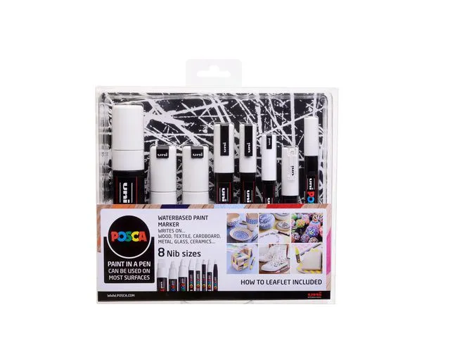 POSCA Paintmarker UNI Posca multi-pk hvit (8)